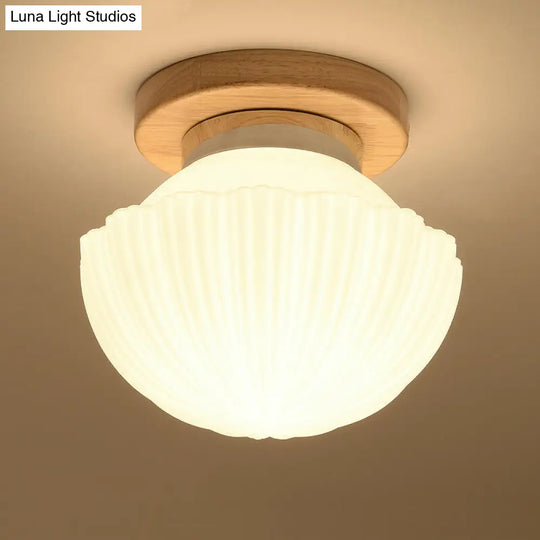 White Glass Led Flush Mount Lighting With Nordic Design Shaded Entryway Ceiling Light Fixture / A