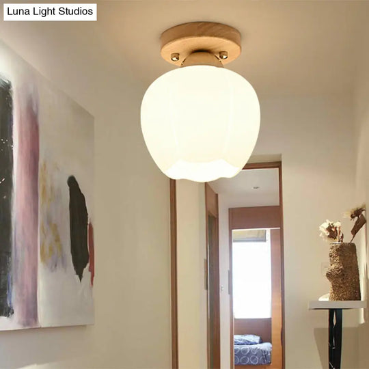 White Glass Led Flush Mount Lighting With Nordic Design – Shaded Entryway Ceiling Light Fixture