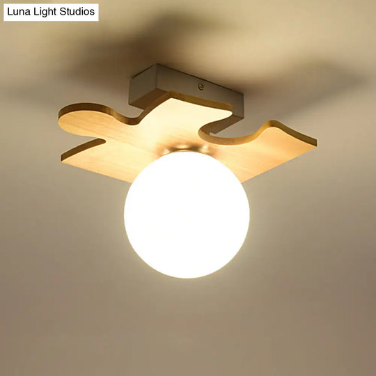 White Glass Led Flush Mount Lighting With Nordic Design Shaded Entryway Ceiling Light Fixture / F