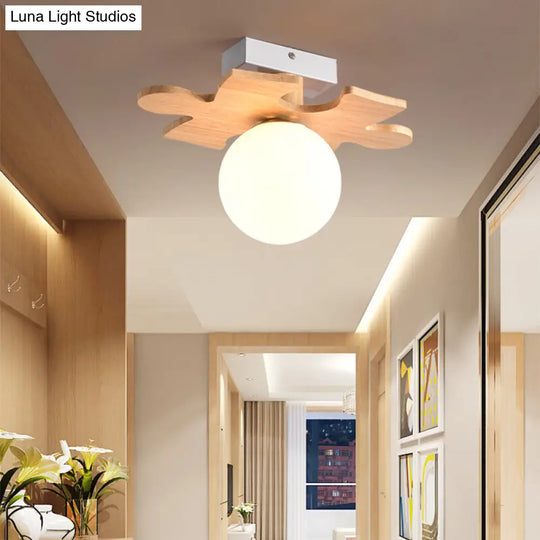 White Glass Led Flush Mount Lighting With Nordic Design Shaded Entryway Ceiling Light Fixture