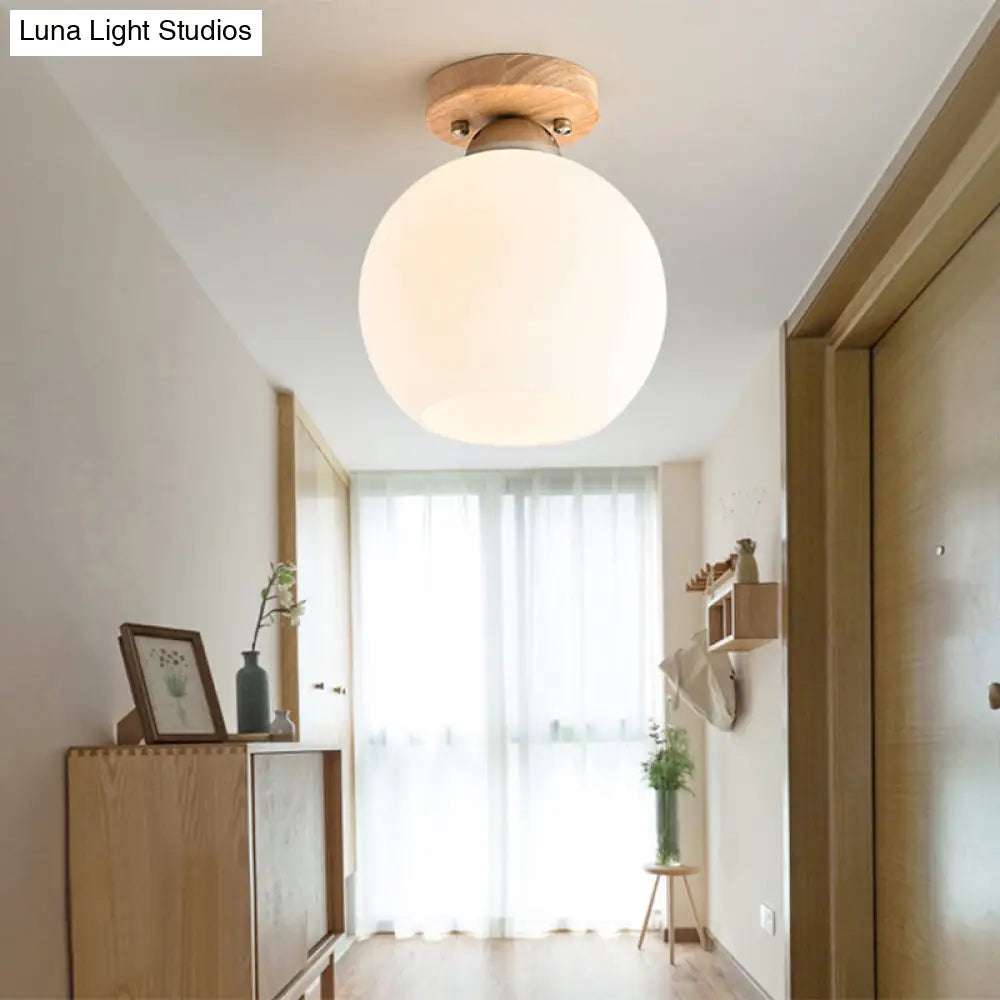 White Glass Led Flush Mount Lighting With Nordic Design Shaded Entryway Ceiling Light Fixture