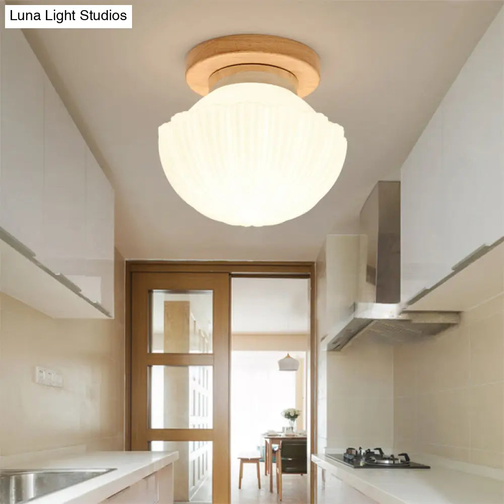 White Glass Led Flush Mount Lighting With Nordic Design Shaded Entryway Ceiling Light Fixture