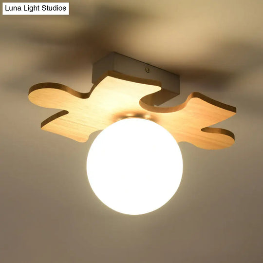 White Glass Led Flush Mount Lighting With Nordic Design Shaded Entryway Ceiling Light Fixture / D
