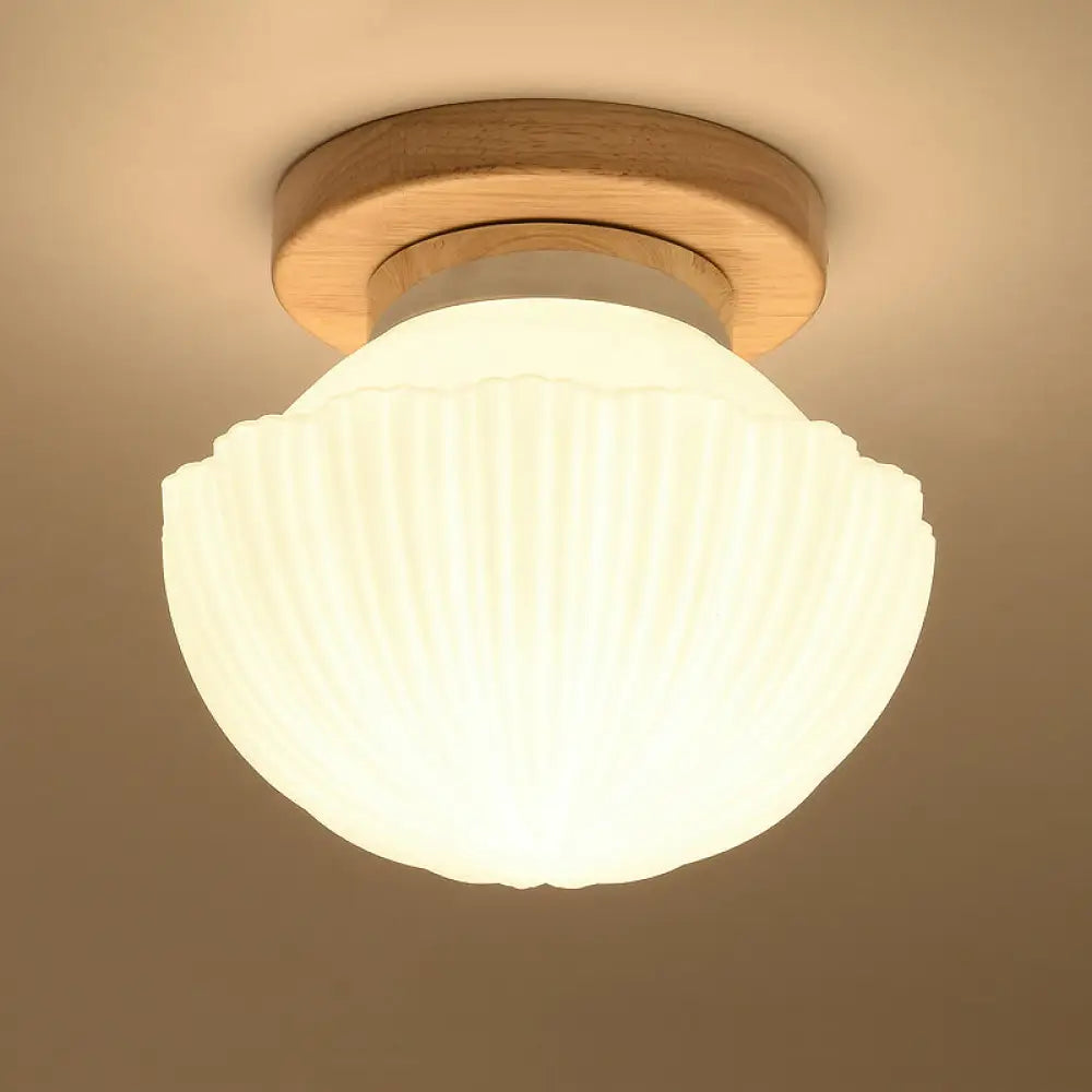 White Glass Led Flush Mount Lighting With Nordic Design – Shaded Entryway Ceiling Light Fixture / A