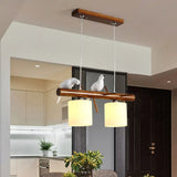 White Glass Led Pendant Light With Resin Bird - Cylinder Restaurant Island Hanging Fixture 2 /