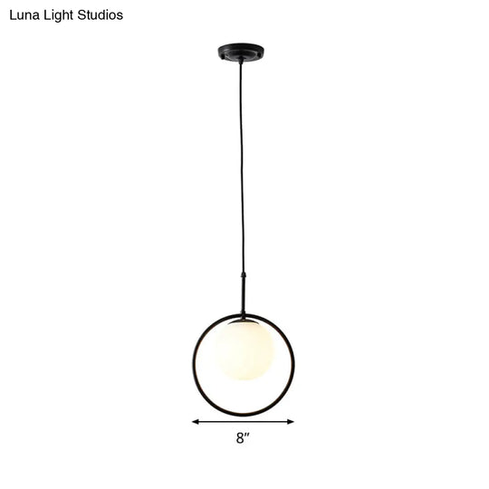 White Glass Modern Sphere Pendant Light - Perfect For Bedroom Ceiling
