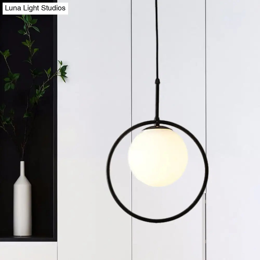White Glass Modern Sphere Pendant Light - Perfect For Bedroom Ceiling