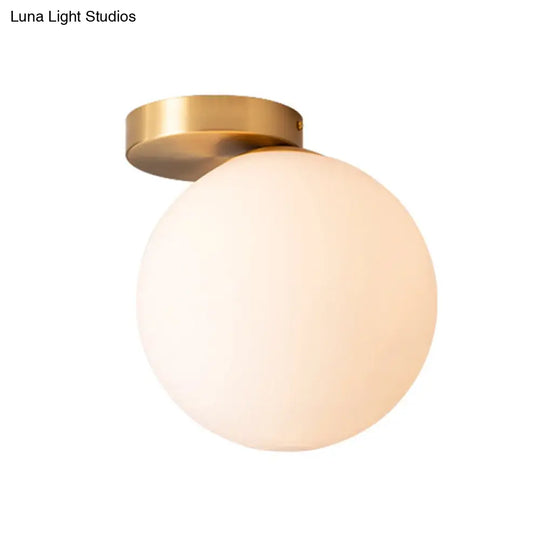 White Glass Round Ceiling Flush Mount Light - Simplistic Style Fixture