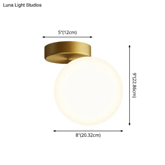 White Glass Round Ceiling Flush Mount Light - Simplistic Style Fixture