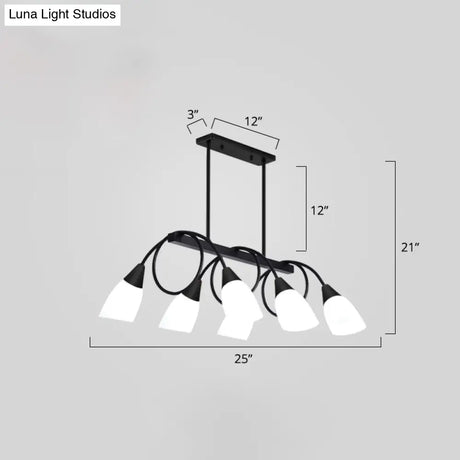 White Glass Tulip Suspension Light Modern Island Ceiling Fixture For Dining Room