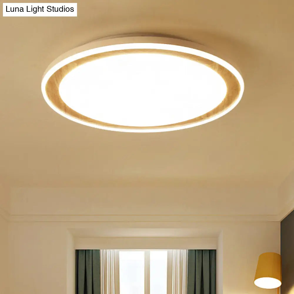 White Led Flush Ceiling Light - Modern & Simple Acrylic Lamp For Study Room Kitchen / 12’ Warm