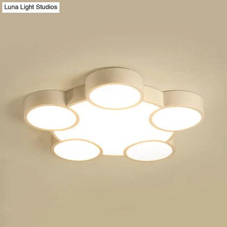 White Led Flush Mount Ceiling Lamp For Kindergarten With Simple Acrylic Design