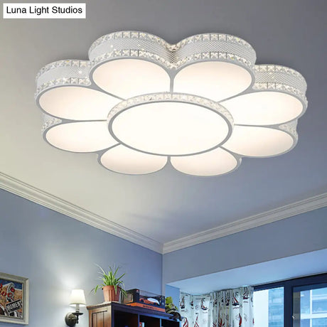 White Led Petal Ceiling Flush Mount Lamp - 19.5’/23.5’/31.5’ Modern Acrylic Warm 3 Color Light