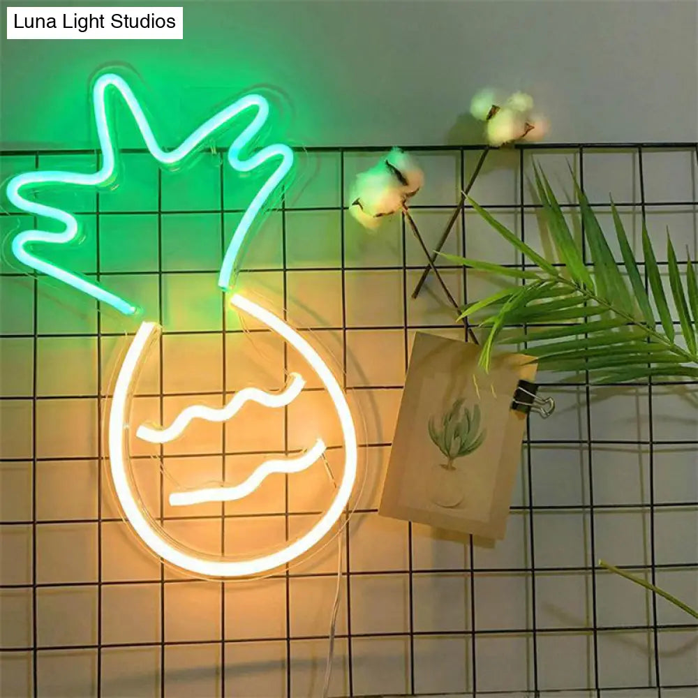 White Led Wall Night Lighting - Contemporary Plastic Pineapple Design For Nightstands