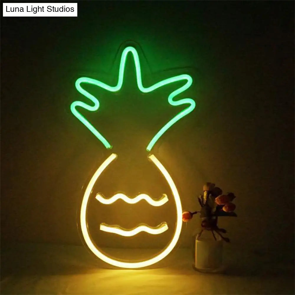 White Led Wall Night Lighting - Contemporary Plastic Pineapple Design For Nightstands