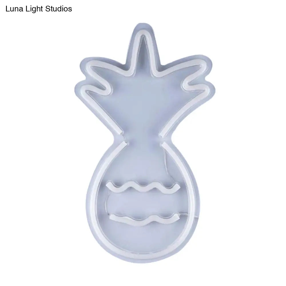 White Led Wall Night Lighting - Contemporary Plastic Pineapple Design For Nightstands