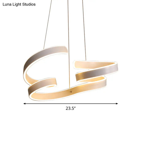 White Minimalist Aluminum Led Chandelier Pendant Light For Dining Table - Warm/White