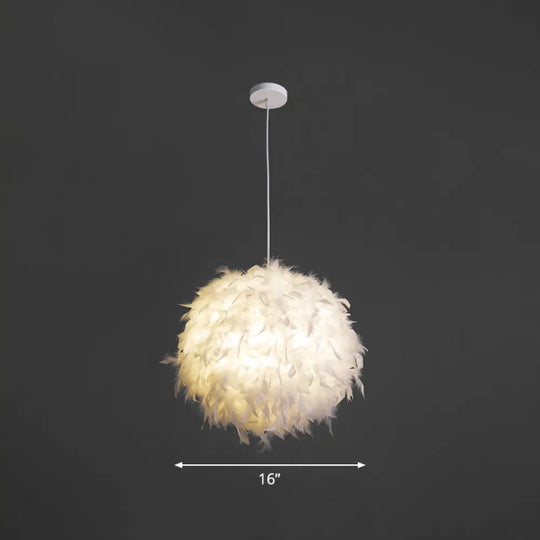 Minimalistic White Feather Pendant Light For Bedroom Suspension - 1 Head