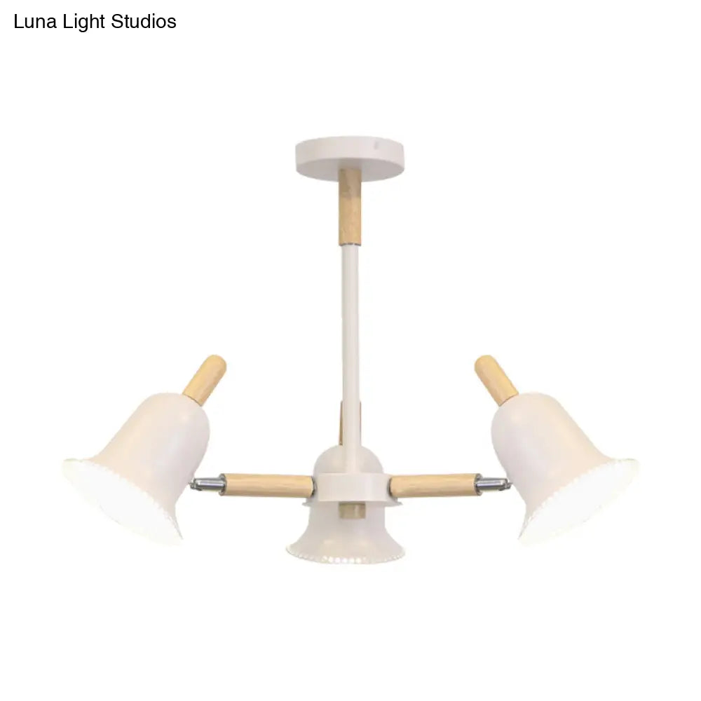 White Nordic Ceiling Pendant Wood Chandelier For Stylish Living Room Décor