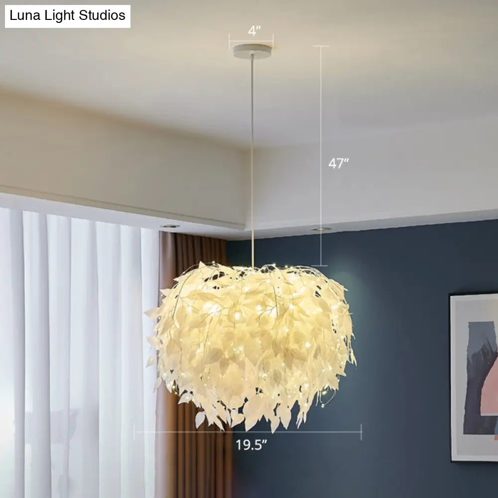 White Nordic Fabric Suspended Pendant Light For Living Room