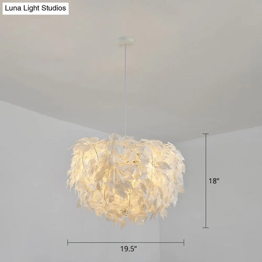 Sleek Nordic Fabric Pendant Light: White Domed Suspension For Living Room