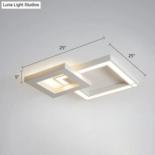 White Nordic Led Ceiling Light Fixture For Modern Living Rooms / 25 Remote Control Stepless Dimming