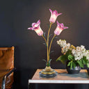 White/Purple Glass Table Lamp With Morning Glory Design Countryside Night Light For Living Room