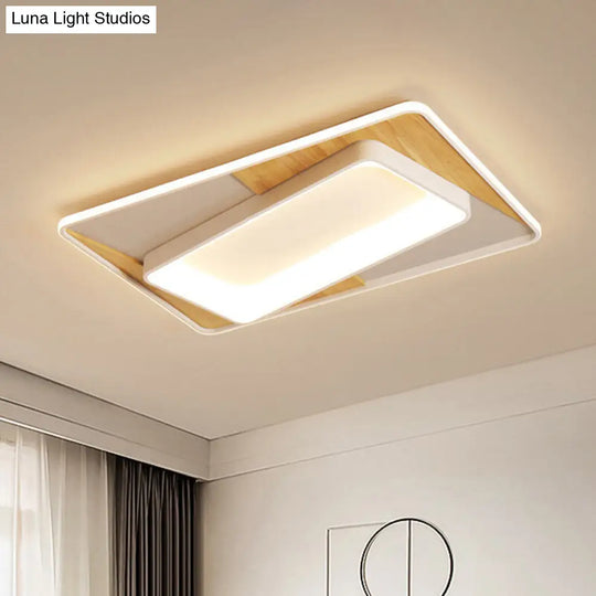 White Rectangle Acrylic Led Ceiling Light Fixture For Minimalist Living Room