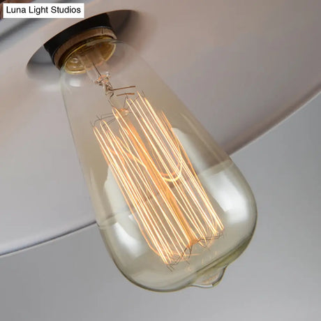 White Retro Loft Metal Saucer Shade Pendant Ceiling Light For Restaurants - 1-Light 8.5’/10’