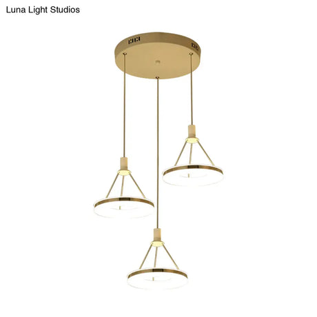 White Ring Pendant Light Fixture - Simple Acrylic Ceiling Suspension Lamp 1/3/5-Head Option