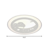 White Round Flushmount Light Nordic Led Acrylic Lamp - 16/19.5 Dia Rabbit And Star Pattern