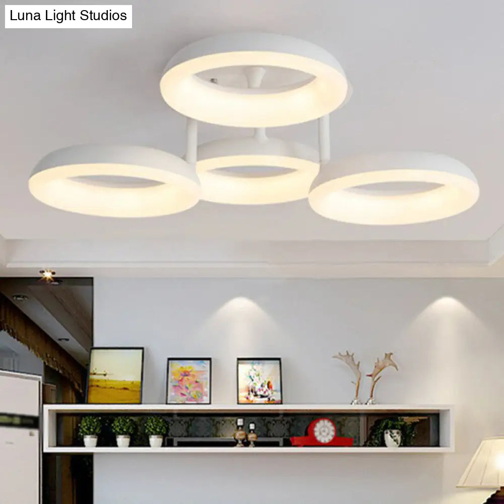 White Simplicity Circle Led Semi Flush Light For Living Room Ceiling 4 / Warm