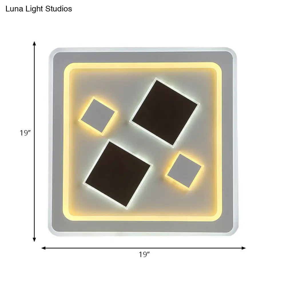White Square Living Room Ceiling Lamp - Modern Acrylic Light Fixture