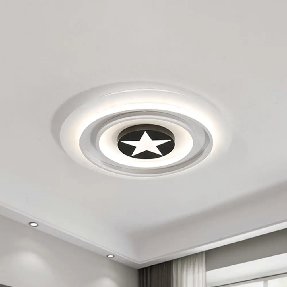 White Star Flushmount Cartoon Acrylic Led Ceiling Light In Warm/White / Warm