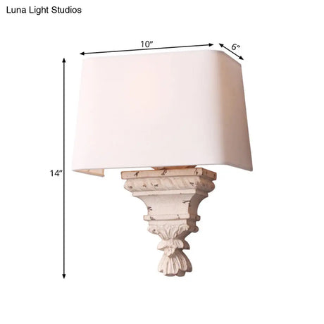 White Tapered Shade Bedroom Wall Sconce Light Fixture With 1
