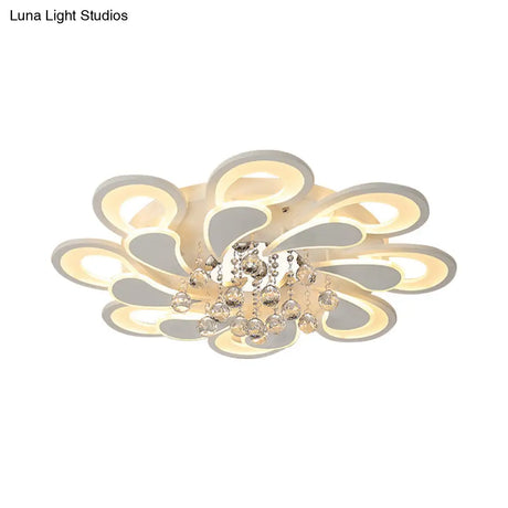 White Windmill Flush Lamp Led Acrylic Ceiling Fixture With Crystal Drop - 27’/31.5’ Modernist