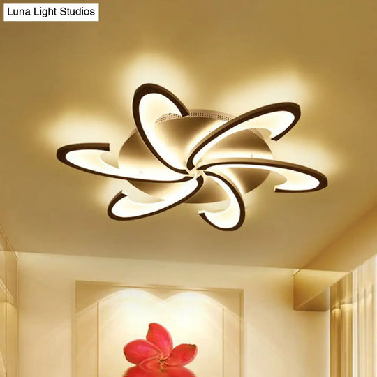 White Windmill Led Acrylic Flush Mount Ceiling Light For Living Room 6 / Warm