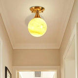 White - Yellow/Gray - Blue/Smoke Gray Glass Orb Shade Semi Mount Lighting - Nordic Style 1 Bulb