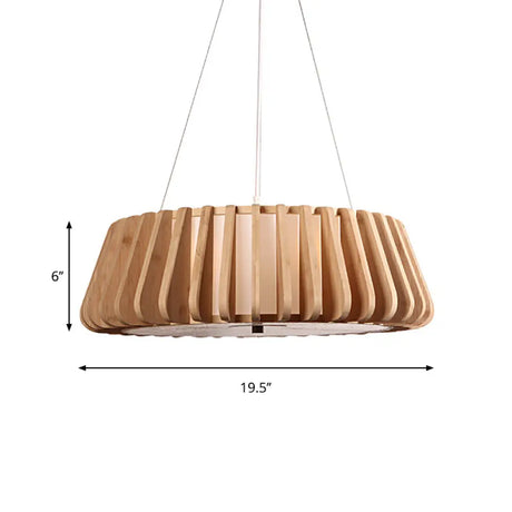 Tapered Suspension Lighting Traditional Wood & Nickel Ceiling Light - 19.5/23.5 Wide 1 Bulb