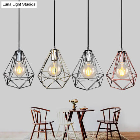 Wire Cage Pendant Light In Black/Copper/Gold | Ideal For Living Room Lighting