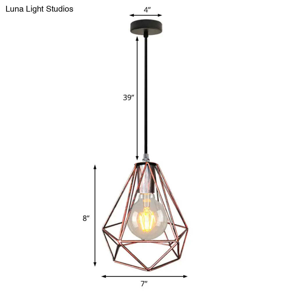 Wire Cage Pendant Light In Black/Copper/Gold | Ideal For Living Room Lighting