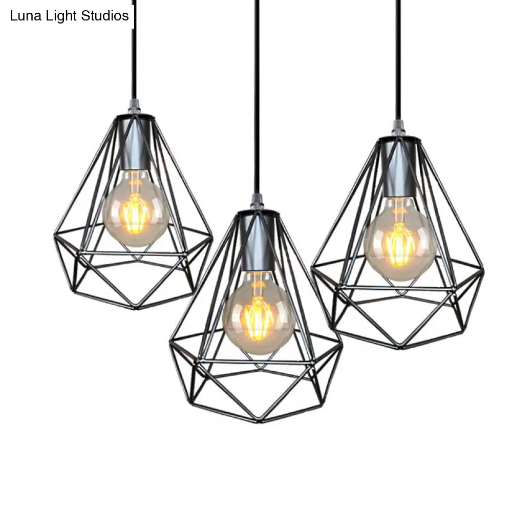 1-Light Pendant Ceiling Light - Wire Cage Wrought Iron Lamp (Country Style) Black/Copper/Gold Living