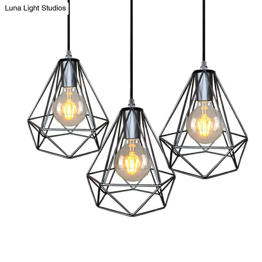 1-Light Pendant Ceiling Light - Wire Cage Wrought Iron Lamp (Country Style) Black/Copper/Gold Living