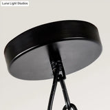 Wire Geometric Suspension Light With Crystal Block Accent - Modern Black Ceiling Pendant