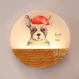 Wooden Animal-Themed Led Wall Light For Kindergarten In Beige Wood / Dog