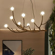 Wooden Branch Chandelier Lodge Style Ceiling Light With Glass Ball Shade - Warm/White 8/12/16