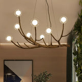 Wooden Branch Chandelier Lodge Style Ceiling Light With Glass Ball Shade - Warm/White 8/12/16