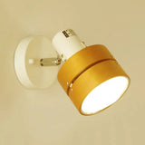 Wooden Contemporary Wall Sconce With Adjustable Drum Light For Study Rooms Wood
