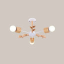 Wooden Nordic Beige Led Semi Flush Mount Ceiling Light For Bedroom 3 / Wood