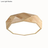 Wooden Octagon Ceiling Flushmount Lamp - Nordic Led Beige Light Fixture (18’/21.5’/25.5’) In